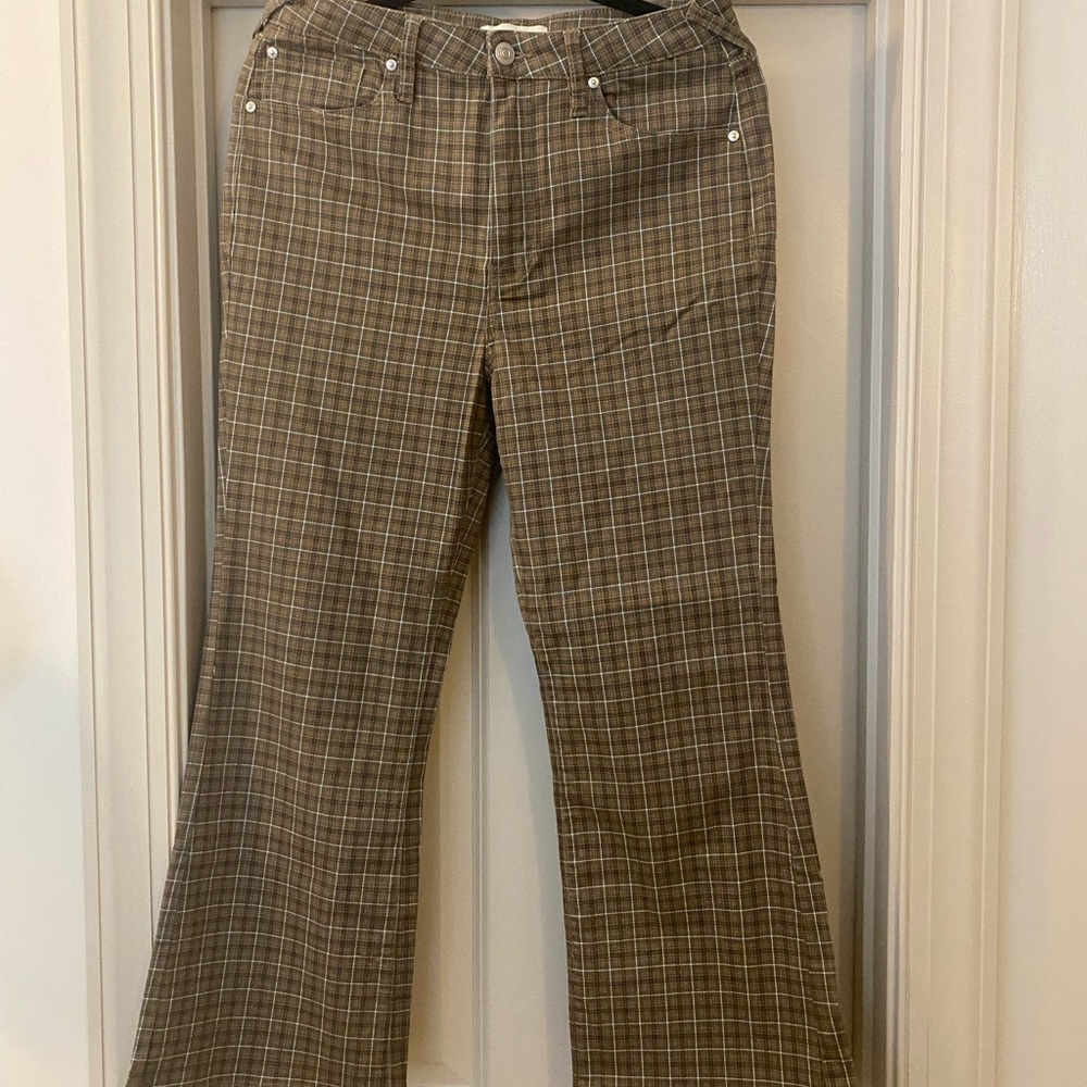 Cleo + Wolf size 31 Plaid Brown Flare Pants